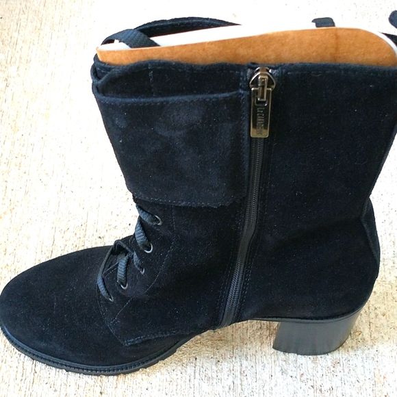 La Canadienne Black Suede Combat Boots - Picture 10 of 10